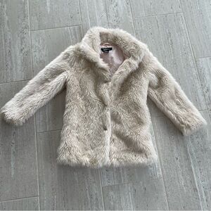 Retro by Me Jane Women's Cream Faux Fur Teddy Jacket